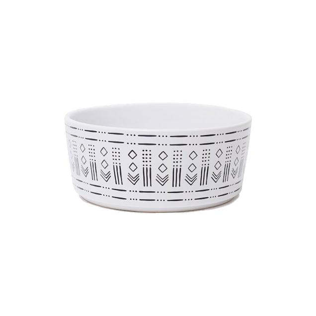 Waggo Diamond Print Mudcloth Ceramic Dog Bowl, 4 Cup - Carousel image #1