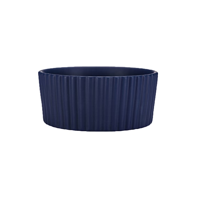 Waggo Midnight Ripple Ceramic Matte Dog Bowl, 4 Cup - Carousel image #1