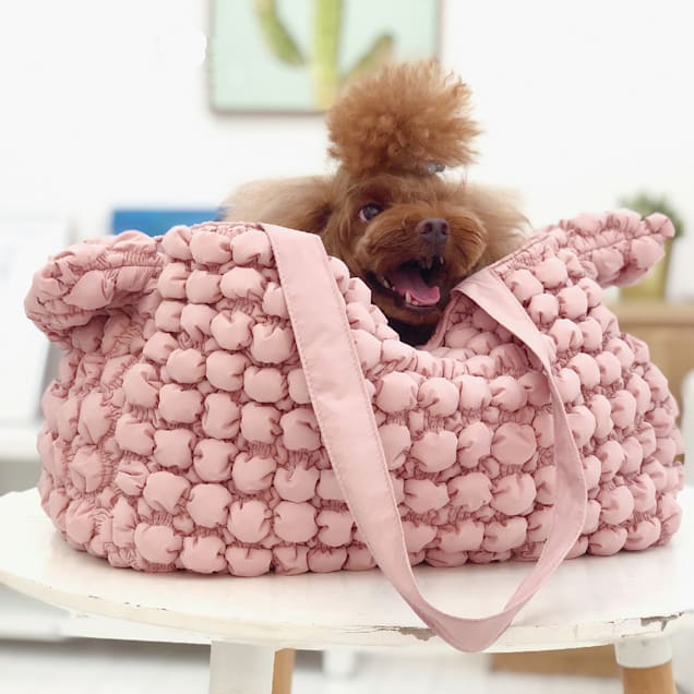 PINK FAUX FUR CHEWY VUITTON DOG COAT - Nicole and Baby Luxury Boutique