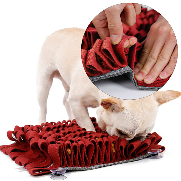 Pet Life Red 'Sniffer Grip' Interactive Anti-Skid Suction Pet Snuffle Mat,  11.41 L X 11.41 W