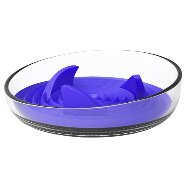 Pet Life Blue 'Cirlicue' Shark Fin Shaped Modern Slow Feeding Pet Bowl, 1.5 Cups - Carousel image #1