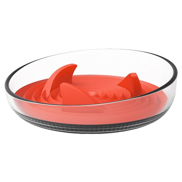 Pet Life Orange 'Cirlicue' Shark Fin Shaped Modern Slow Feeding Pet Bowl, 1.5 Cups - Carousel image #1