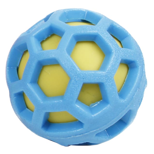 Pet Life Blue 'DNA Bark' TPR and Nylon Durable Rounded Squeaking Dog Toy, X-Small - Carousel image #1