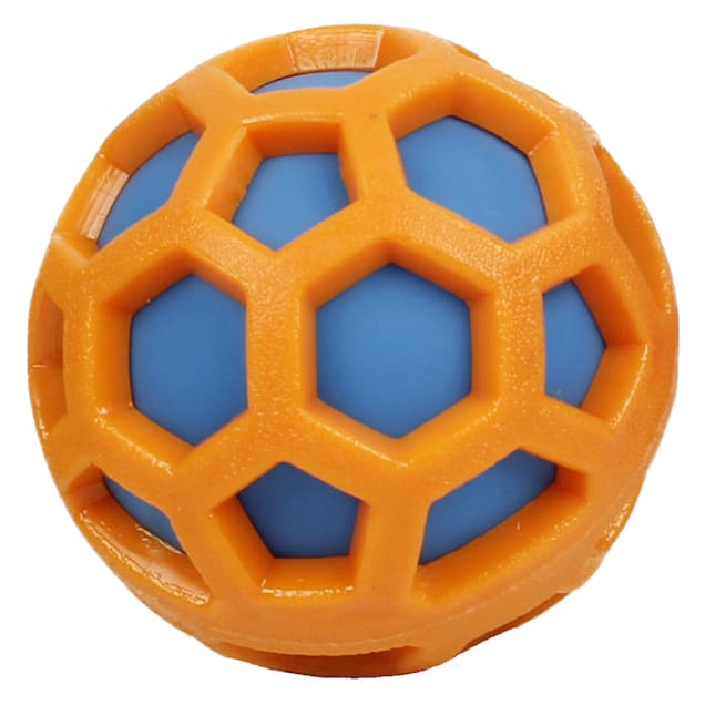 Pet Life Orange 'DNA Bark' TPR and Nylon Durable Rounded Squeaking Dog Toy, X-Small - Carousel image #1