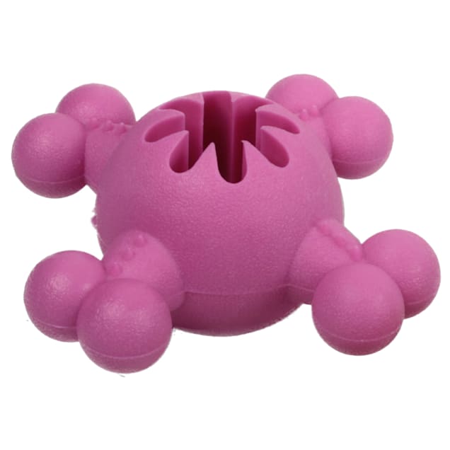 Pet Life Pink 'Quadra-Bone' TPR Treat Dispensing Durable Dog Toy, X-Small