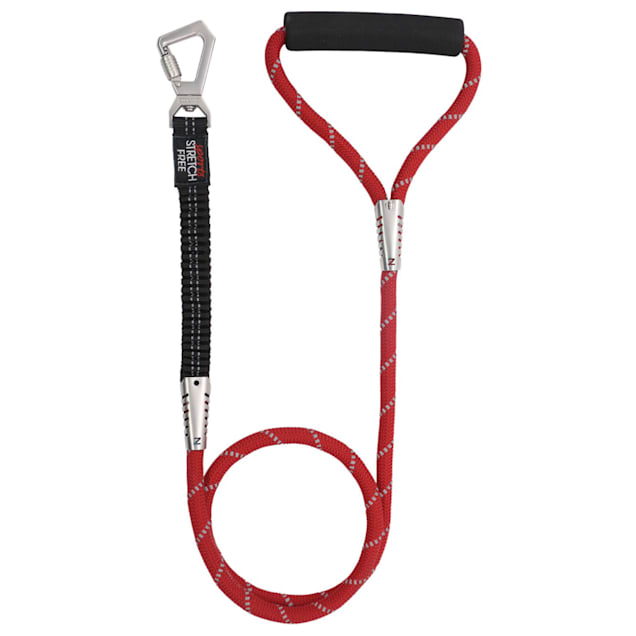 Pet Life Red 'Flexo-Tour' Shock Aborbing and 3M Reflective Dog Leash, 4 ft.