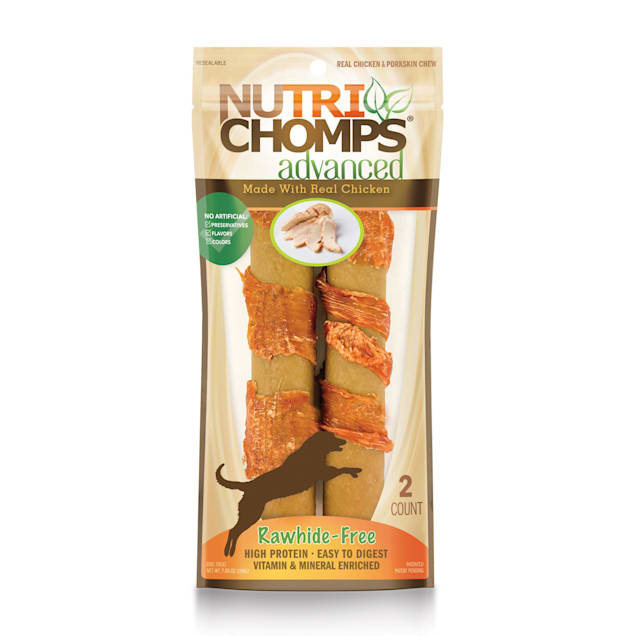 NutriChomps Advanced Chicken Flavor Wrapped with Real Chicken Roll 8" Dog Chews, 7.05 oz., Count of 2 - Carousel image #1
