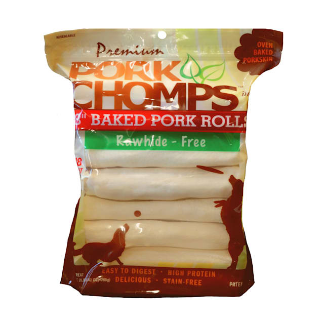 Pork Chomps Baked Rolls 8" Bone Dog Chews, 3 lbs., Count of 18 - Carousel image #1