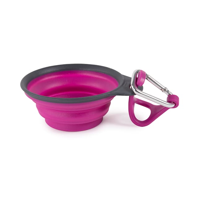Dexas Fuchsia Travel Cups with Bottle Holder & Carabiner for Dogs, 1 Cup - Carousel image #1