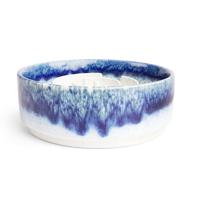 EveryYay Blue Ceramic Ombre Slowfeeder Dog Bowl 3 Cups Petco