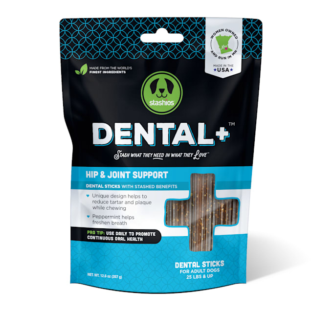 Stashios Dental+ Dental Sticks Hip & Joint Support Dog Treats, 12.6 oz. - Carousel image #1