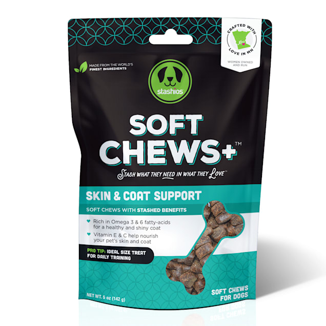 Stashios Soft Chews+ Soft Chews Skin & Coat Support Dog Treats, 5 oz. - Carousel image #1
