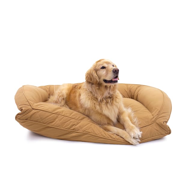 Carolina Pet Company Brown Quilted Microfiber Bolster Lounger Dog Bed, 36" L X 27" W - Carousel image #1