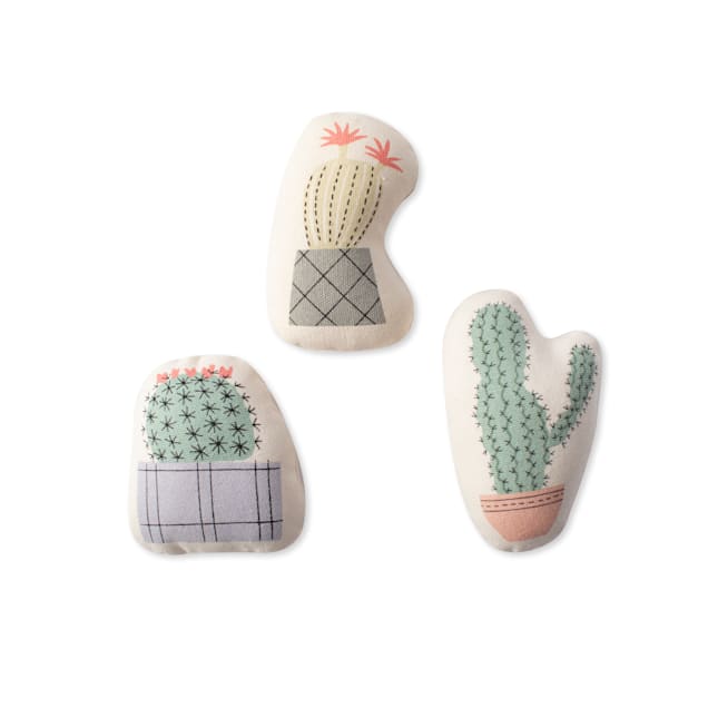 PetShop by Fringe Studio Potted Cactus Canvas Dog Toy Set, Small, Pack of 3 - Carousel image #1