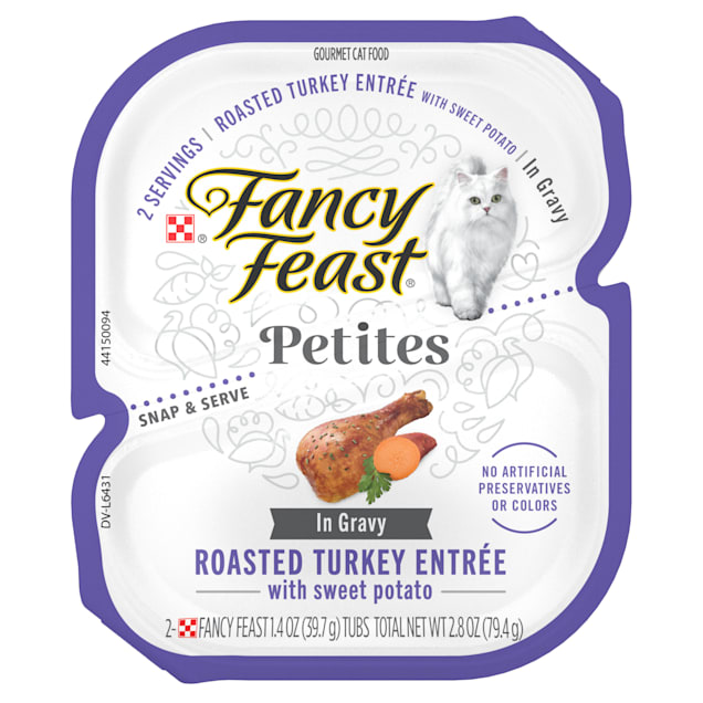 Purina Fancy Feast Petites Roasted Turkey Entree with Sweet Potato in Gravy Wet Cat Food, 2.8 oz., Case of 12 - Carousel image #1