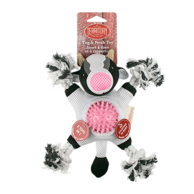 Territory Farm Friends Cow 2-in-1 Dog Toy, Medium - Carousel image #1