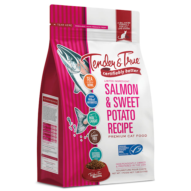 Tender & True Pet Nutrition Wild-Caught Salmon & Sweet Potato Recipe Dry Cat Food, 7 lbs. - Carousel image #1