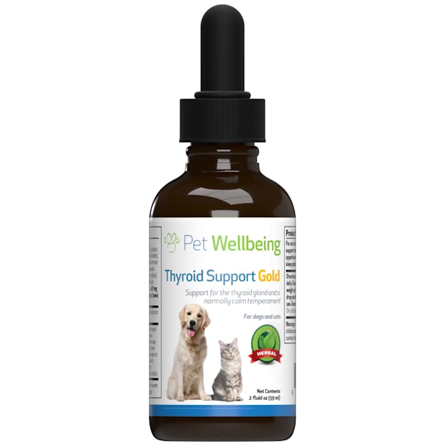 Pet Wellbeing Thyroid Support Gold Natural Hyperthyroidism Support Supplement for Cats 2 fl. oz