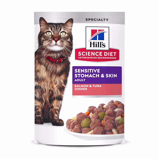 Hill's Science Diet Adult Sensitive Stomach & Sensitive Skin Salmon & Tuna Cat Food, 2.8 oz., Pack of 24 - Carousel image #1