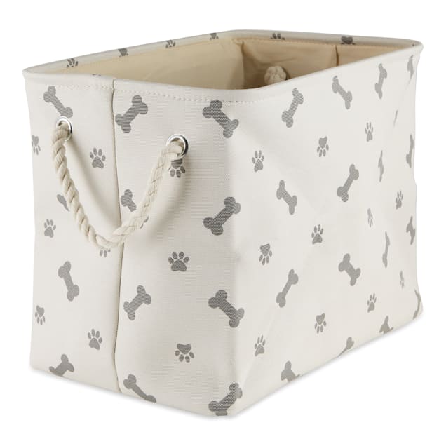 Bone Dry Polyester Bin Paw-Bone Gray Rectangle, Small - Carousel image #1
