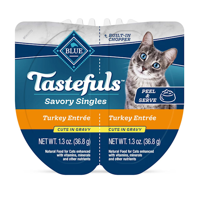Blue Buffalo Blue Tastefuls Savory Singles Turkey Entree Adult Cuts in Gravy Wet Cat Food, 2.6 oz., Case of 10 - Carousel image #1