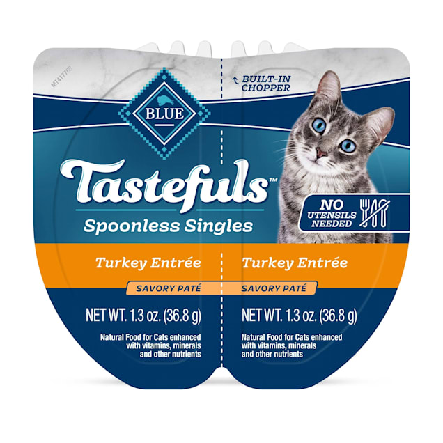 Blue Buffalo Blue Tastefuls Spoonless Singles Turkey Entree Adult Pate Wet Cat Food, 2.6 oz., Case of 10 - Carousel image #1