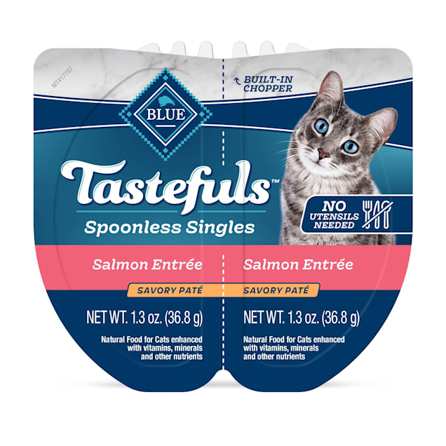 Blue Buffalo Blue Tastefuls Spoonless Singles Salmon Entree Adult Pate Wet Cat Food, 2.6 oz., Case of 10 - Carousel image #1