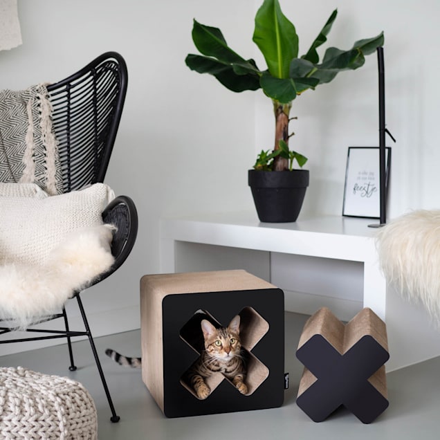 District 70 Black Treasure Cardboard Cat Scratcher, 14.9" L X 14.9" W X 14.9" H - Carousel image #1