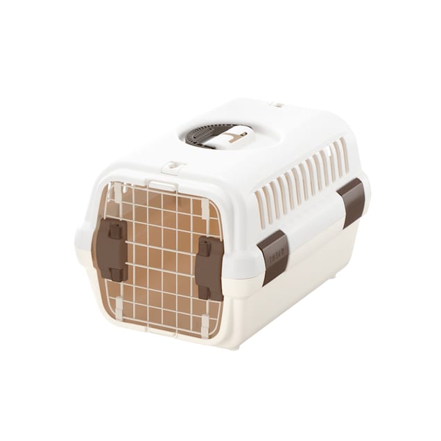 Richell White/Beige Pet Travel Carrier, 18.5" L X 12.4" W X 11.2" H - Carousel image #1