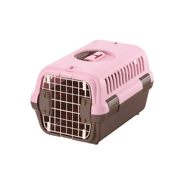Richell Pink/Brown Pet Travel Carrier, 18.5 L X 12.4  W X 11.2 H