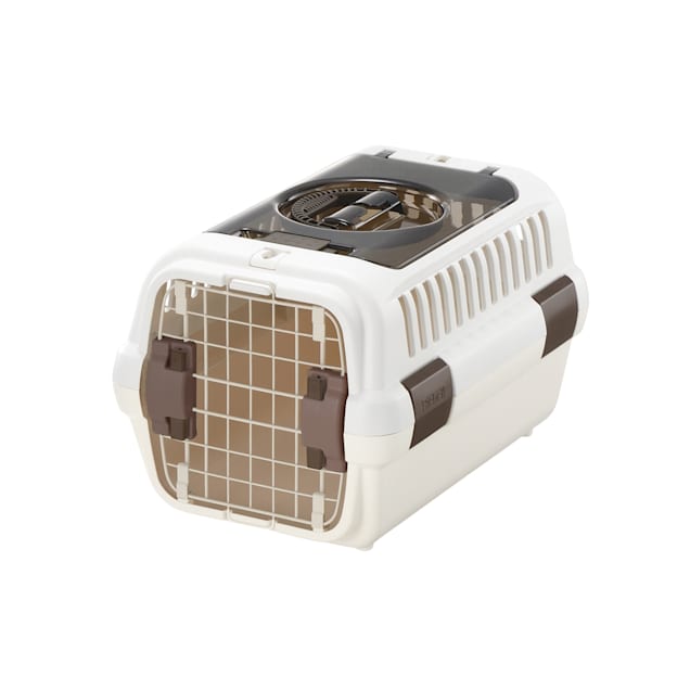 Richell White/Beige Double Door Pet Carrier, 18.5" L X 12.4" W X 11.2" H - Carousel image #1
