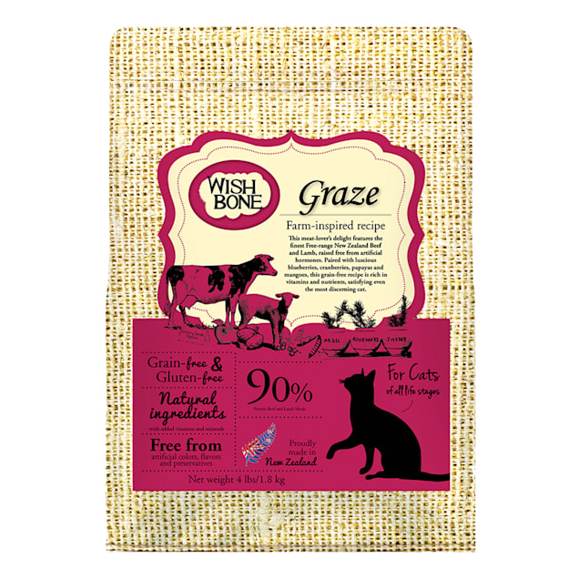 Wishbone Grain Free Graze - Free-Range New Zealand Beef and Lamb Dry Cat Food, 4 lbs. - Carousel image #1