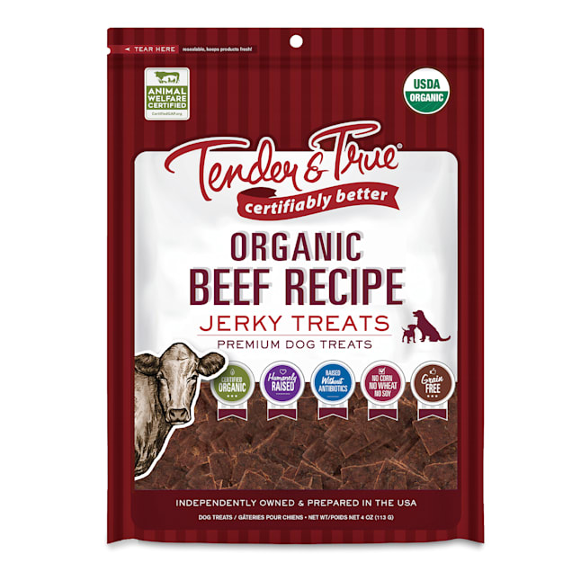 Tender & True Pet Nutrition Organic Beef Jerky Dog Treats, 4 oz. - Carousel image #1