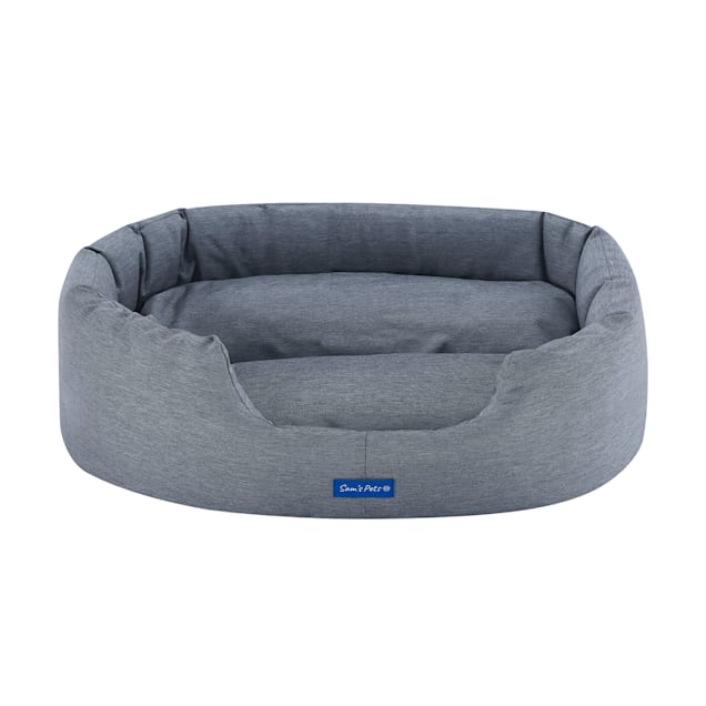 Sam's Pets Navy Blue Missy Water Resistant Round Dog Bed, 19.5" L X 25.5" W X 8" H - Carousel image #1