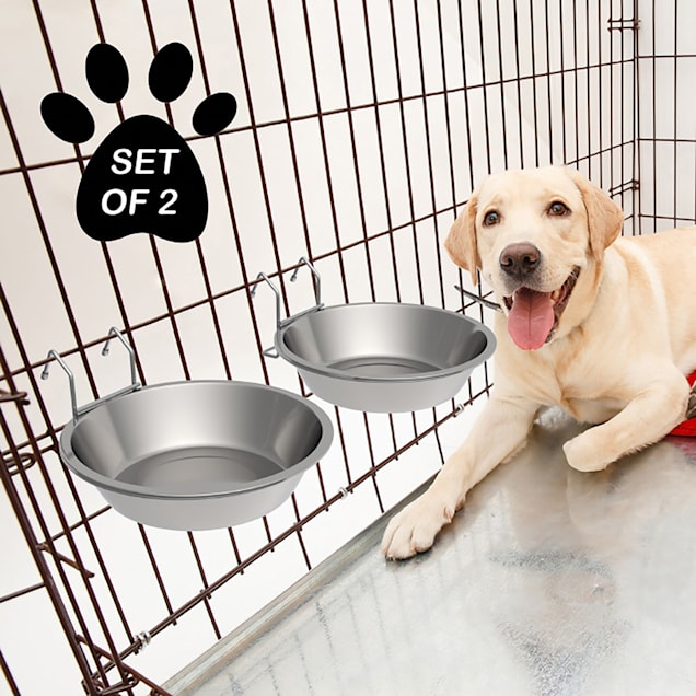 Pet Adobe Medium Stainless Steel Hanging Bowls Pack of 2