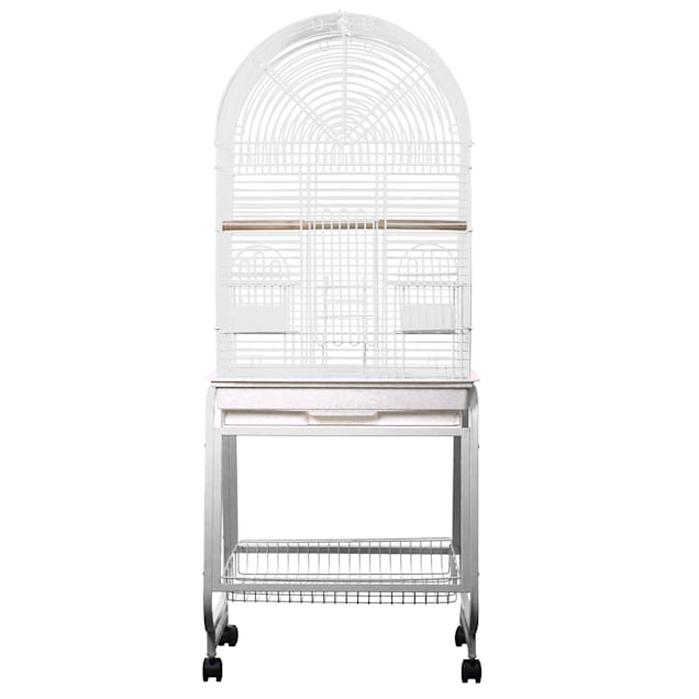 A&E Cage Company White 701 Opening Dome Top Cage With Removable Stand, 22" L X 17" W X 58" H - Carousel image #1