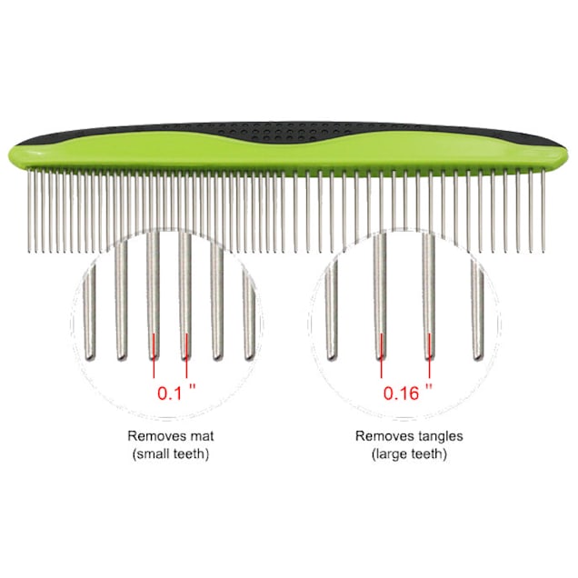 Pet Life Grip Ease Green Wide and Narrow Tooth Grooming Pet Comb
