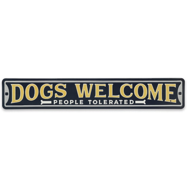 Open Road Brands Dogs Welcome People Tolerated Metal Street Sign
