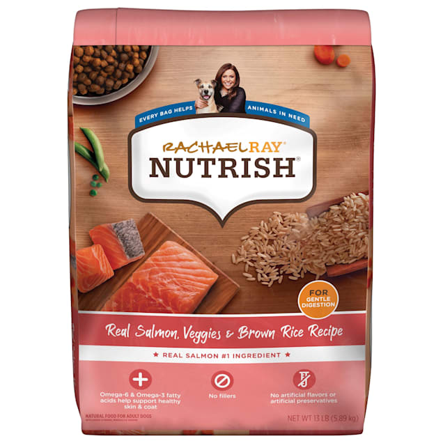 Rachael Ray Nutrish Real Salmon, Veggies & Brown Rice Recipe Premium Dry Dog Food, 13 lbs. - Carousel image #1