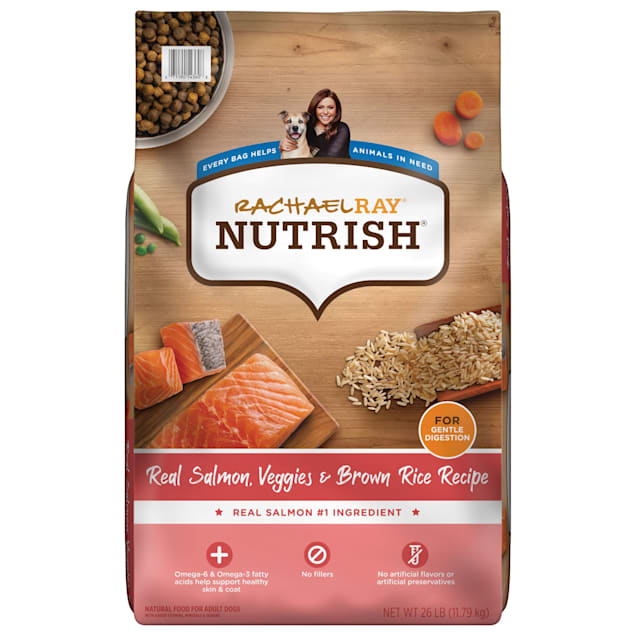 Rachael Ray Nutrish Real Salmon Veggies Brown Rice Recipe Premium Dry Dog Food 26 lbs