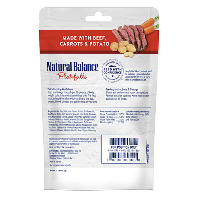 Natural Balance Platefulls Tender Beef Potato Recipe Wet Dog Food 9 oz