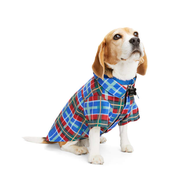  HOODDEAL Cozy Casual Blue and Black Plaid Dog Cat Shirt  Stylish Western Dog Cat Clothes Gentle Dog Cat Cotton Polo Shirt + Dog Cat  Wedding Tie,Blue (Large) : Sports 