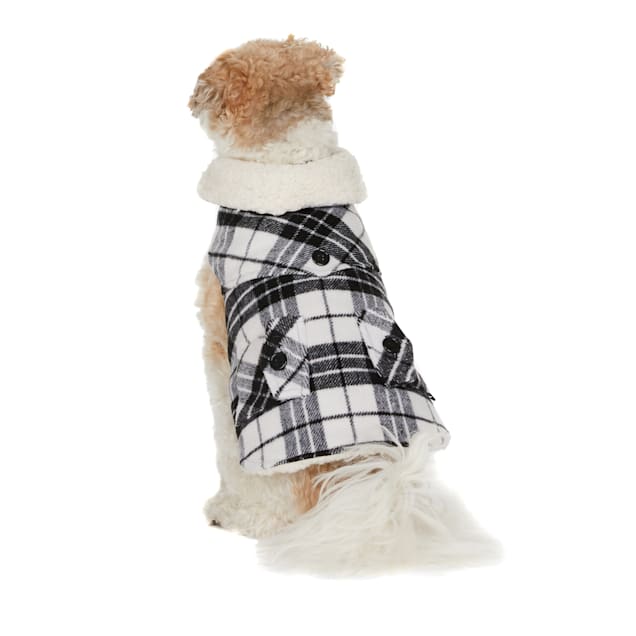 Hotel Doggy White Plaid Melton Dog Coat, X-Small - Carousel image #1