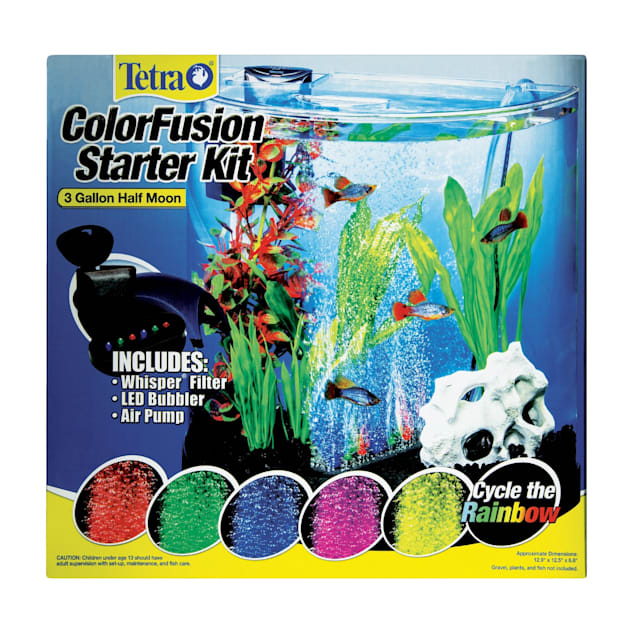 Tetra ColorFusion Half-Moon Shape with Bubbler and Color-Changing Light Disc Aquarium Kit, 6.88" L X 12.5" W X 12.94" H - Carousel image #1