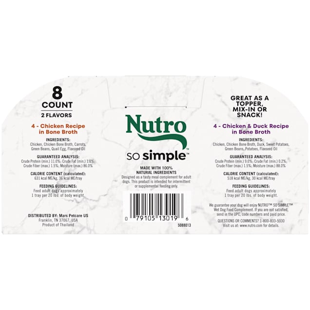 Nutro So Simple Meal Complement Wet Dog Food Chicken and Duck Variety Pack 2 oz