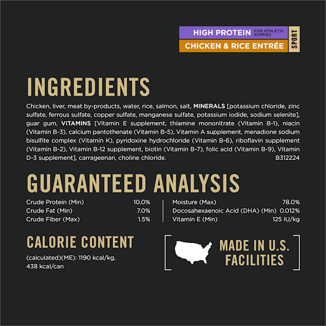 Purina Pro Plan Sport High Protein Chicken Rice Wet Puppy Food