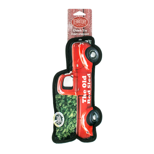 Territory Holiday Red Truck Crunch Dog Toy, Medium - Carousel image #1