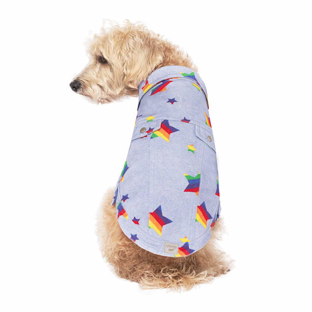 Canada Pooch Rainbow Stars Downtown Denim Dog Vest, 3X-Small - Carousel image #1