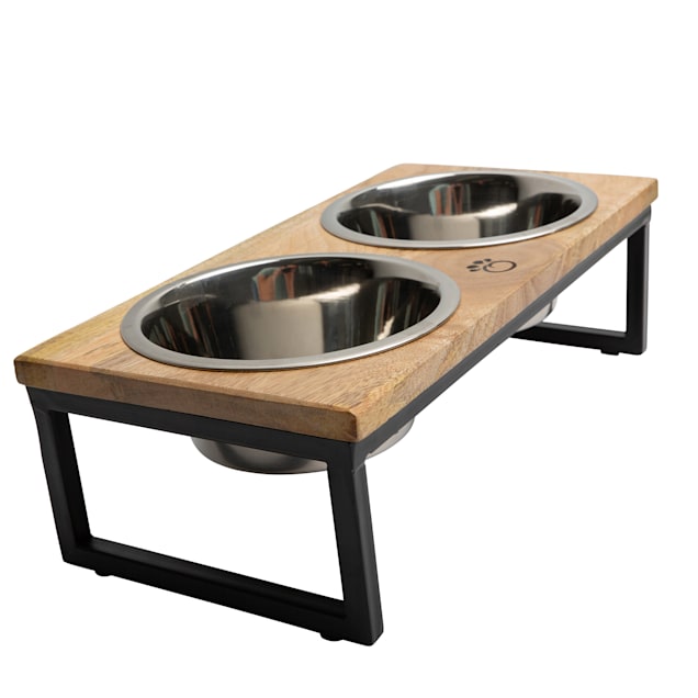 Gray Solid Wood Double Raised Pet Feeder for Small and Medium Size Pet –  MyGift