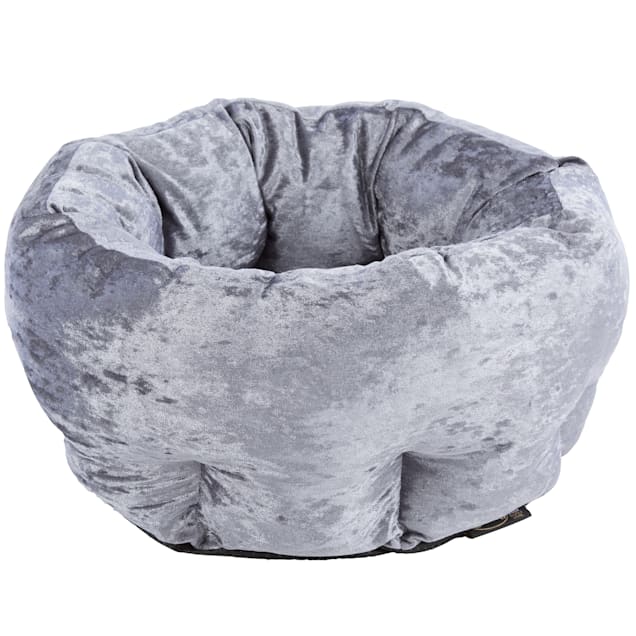 SCRUFFS Grey Velvet Donut Dog Bed, 17.7" L X 17.7" W X 6" H - Carousel image #1